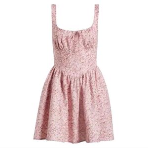 Reformation Daria Linen Floral Pink Sleeveless Dress New With Tags Size 8